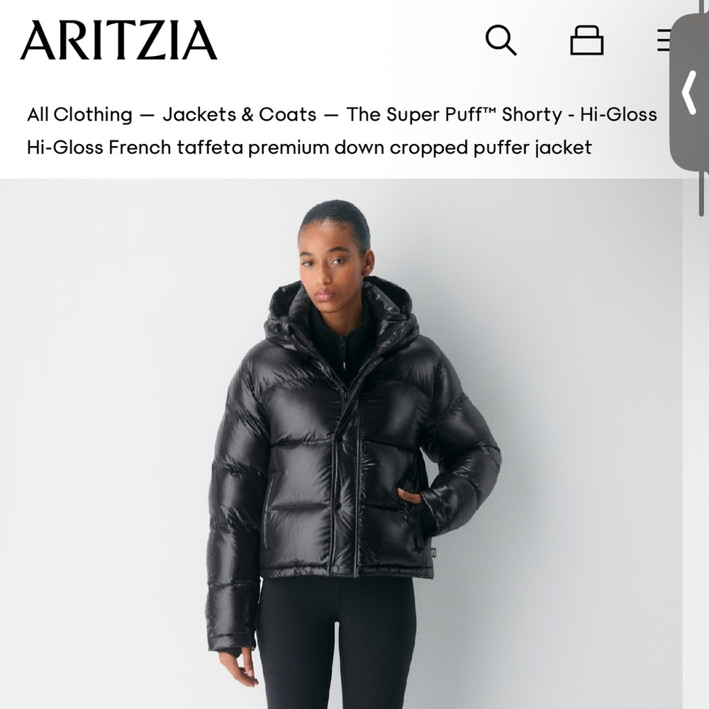 Aritzia Hi-Gloss Black Puffer Jacket